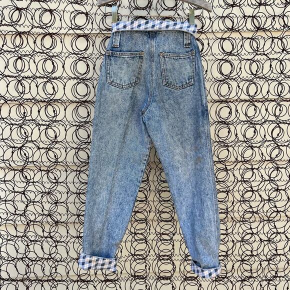Vintage girls 80s paper bag high rise fold over jeans - Picture 2 of 7